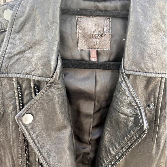 Joie | Caldine Black Leather Motorcycle Double Zip Jacket Size Small - Picture 3 of 8